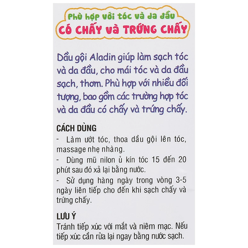 Dầu gội dược liệu Aladin điều trị chấy, loại bỏ trứng chấy - 12